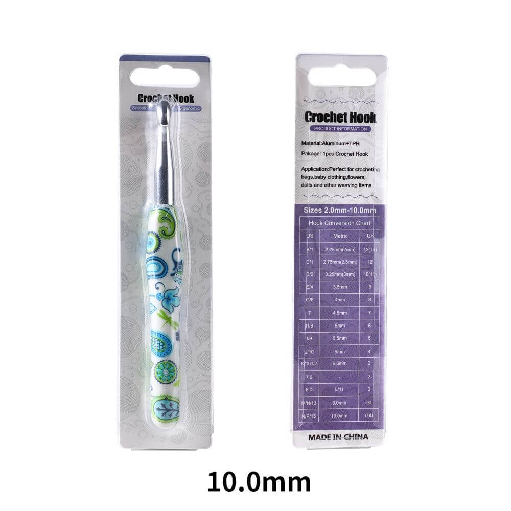 Crochet hook with packaging on a white background