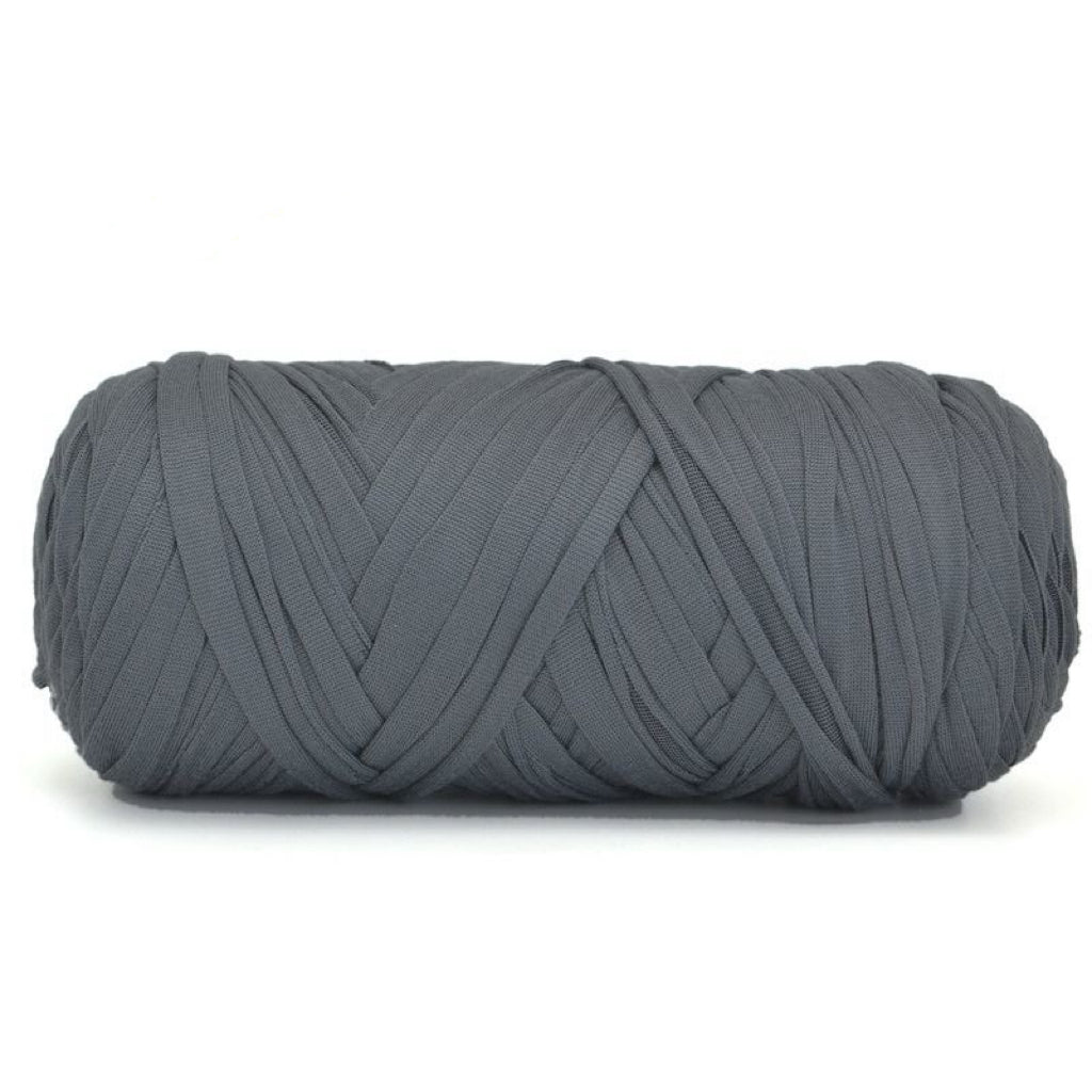 Gray skein of yarn on a white background