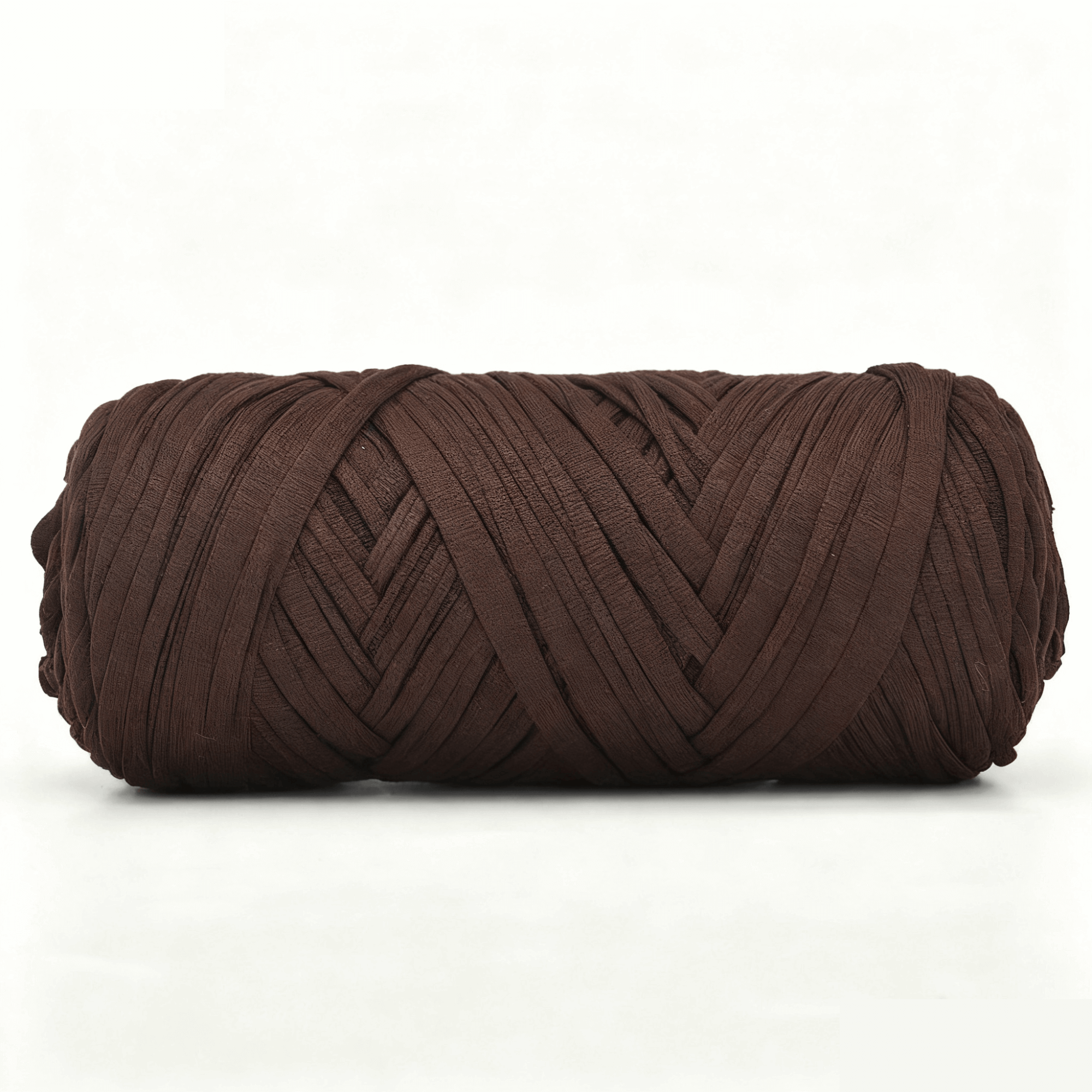 Brown yarn ball on a white background