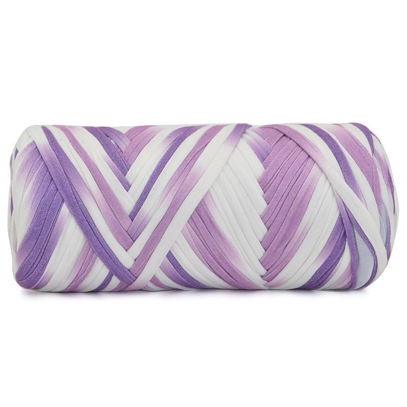 Purple and white striped cylindrical object on a white background