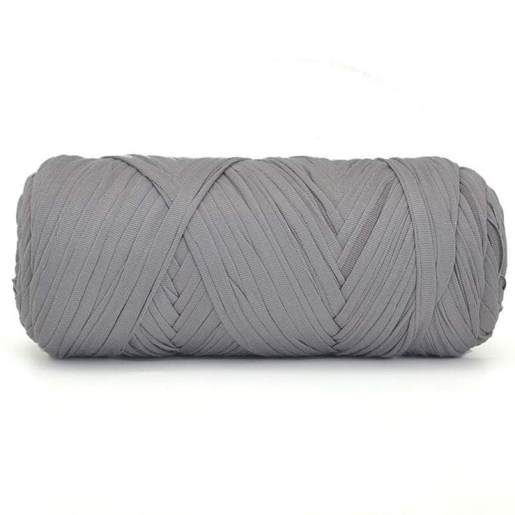 Gray skein of yarn on a white background